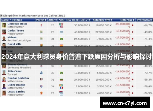 2024年意大利球员身价普遍下跌原因分析与影响探讨