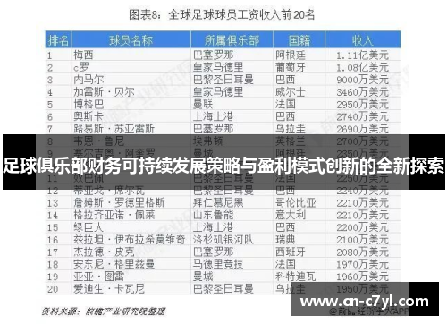 足球俱乐部财务可持续发展策略与盈利模式创新的全新探索